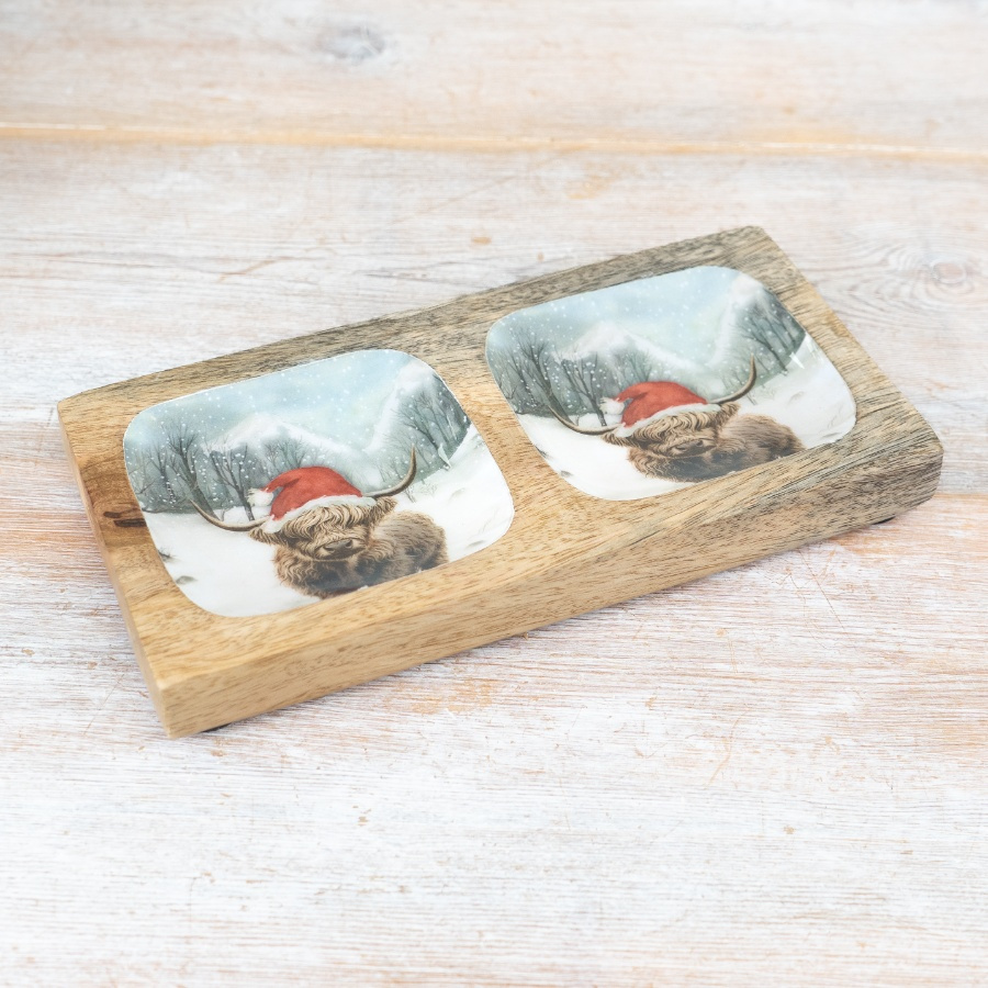 Snow Highland Cow Double Tray