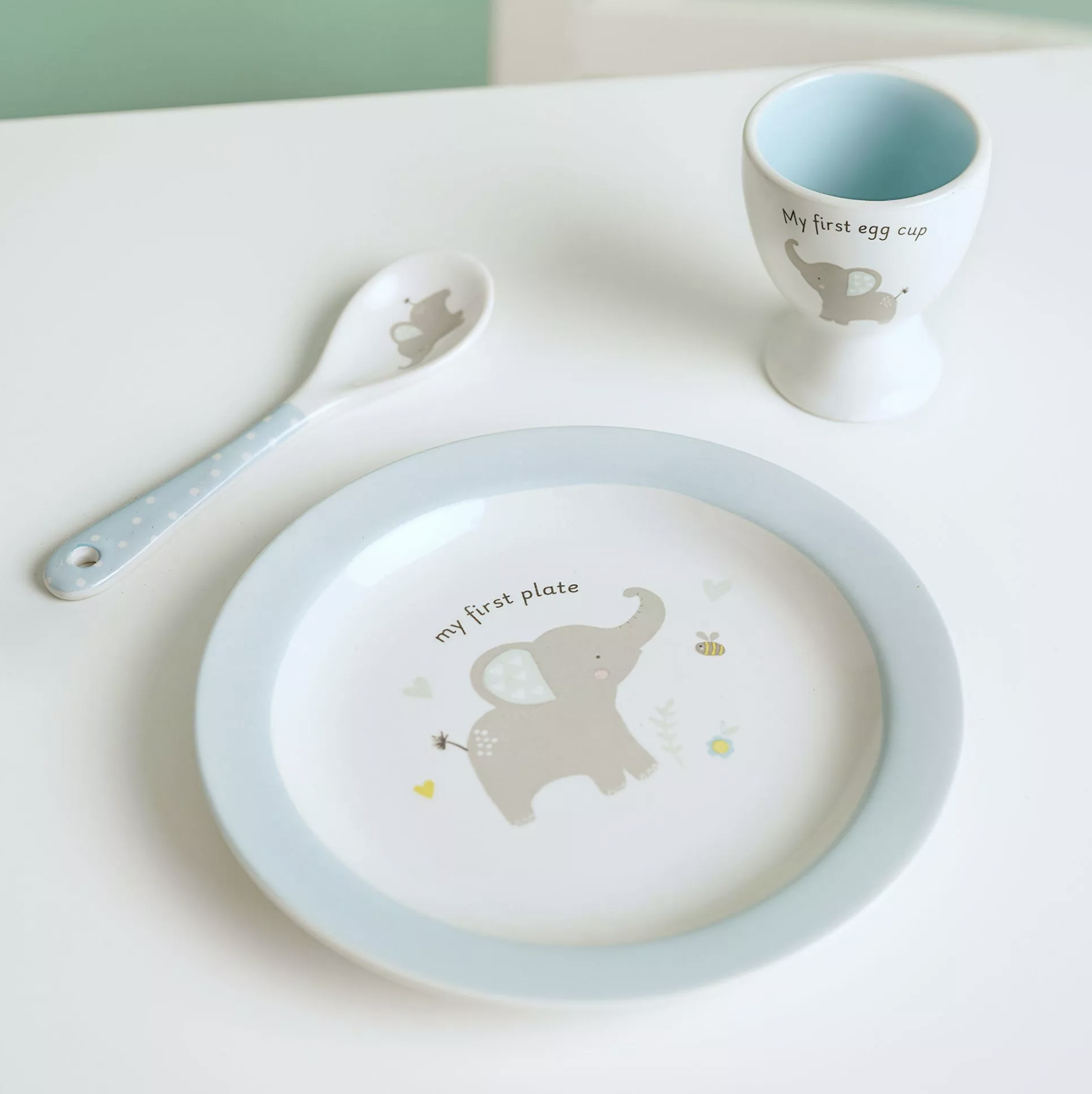 Bowl, Egg Cup & Spoon Set Blue