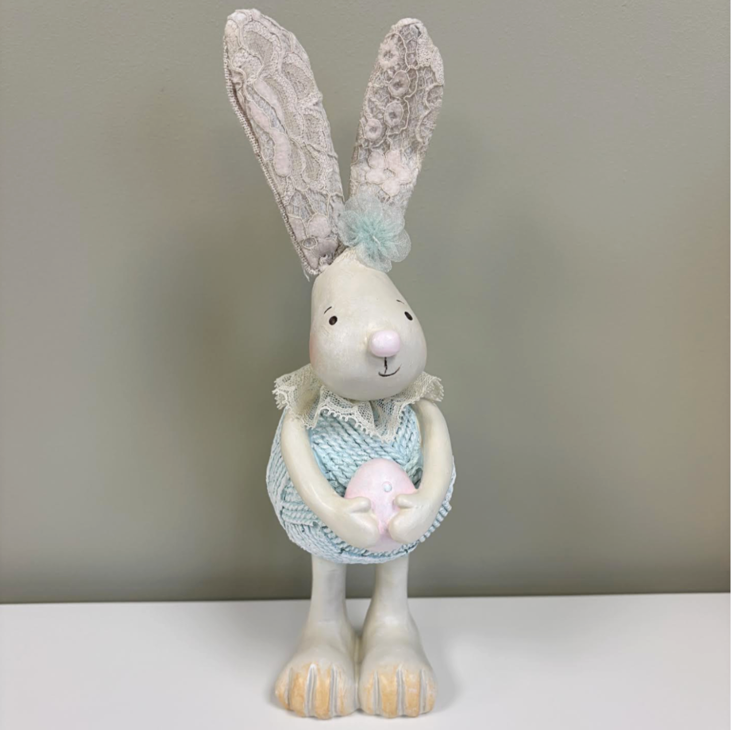 Rabbit Holding Egg Deco