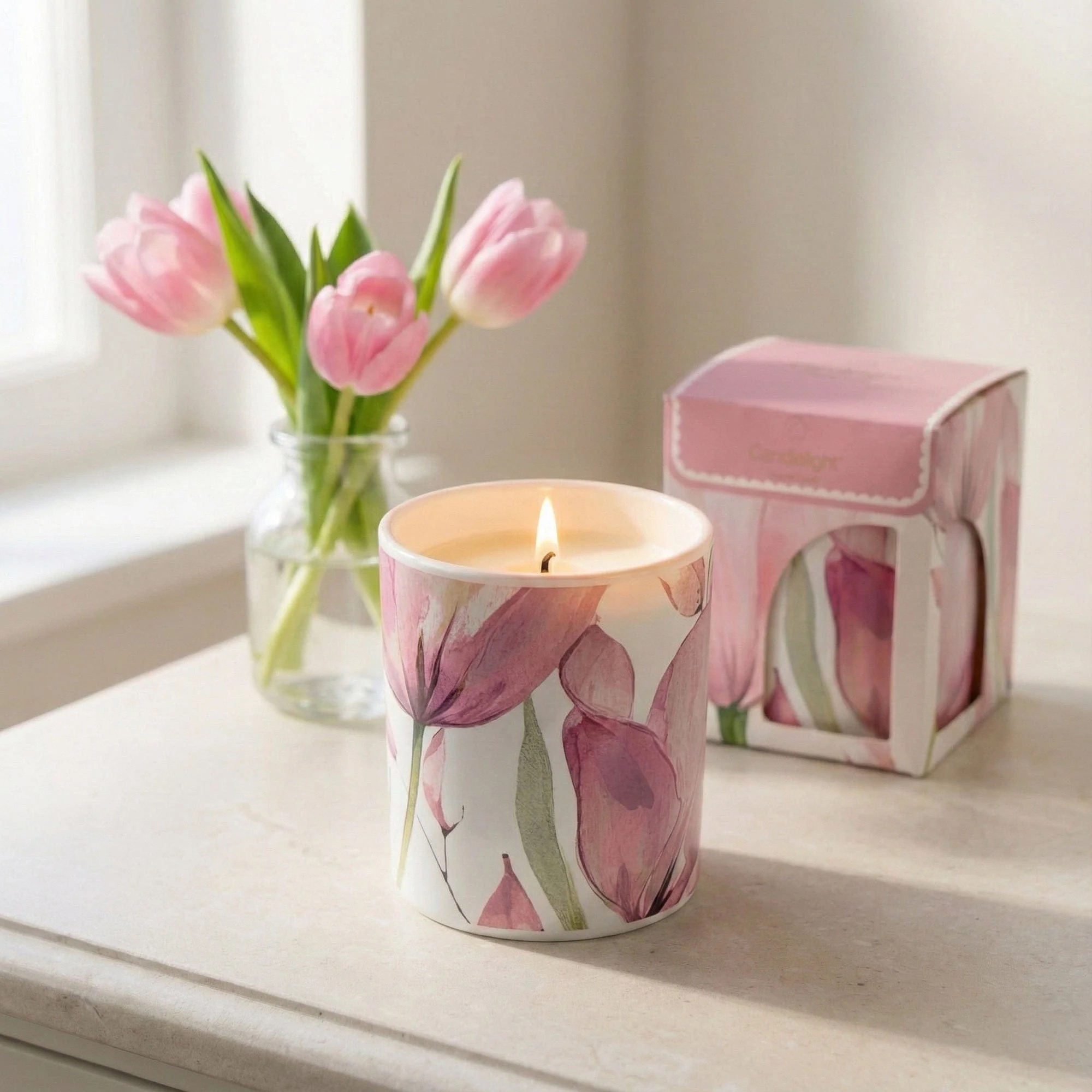 Pink Tulips Candle